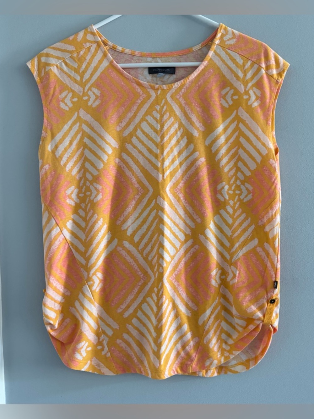 Ocean & Coast Sleeveless Top Small Yellow Pink Geometric Print